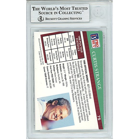 Curtis Strange Signed 1991 PGA Pro Set Golf Card Beckett BAS Slab Autographed - Picture 3 of 5
